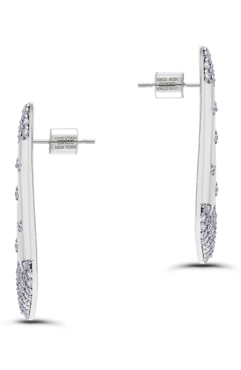 Christian Siriano New York Cubic Zirconia Pav%C3%A9 Linear Earrings, Alternate, color, Silver