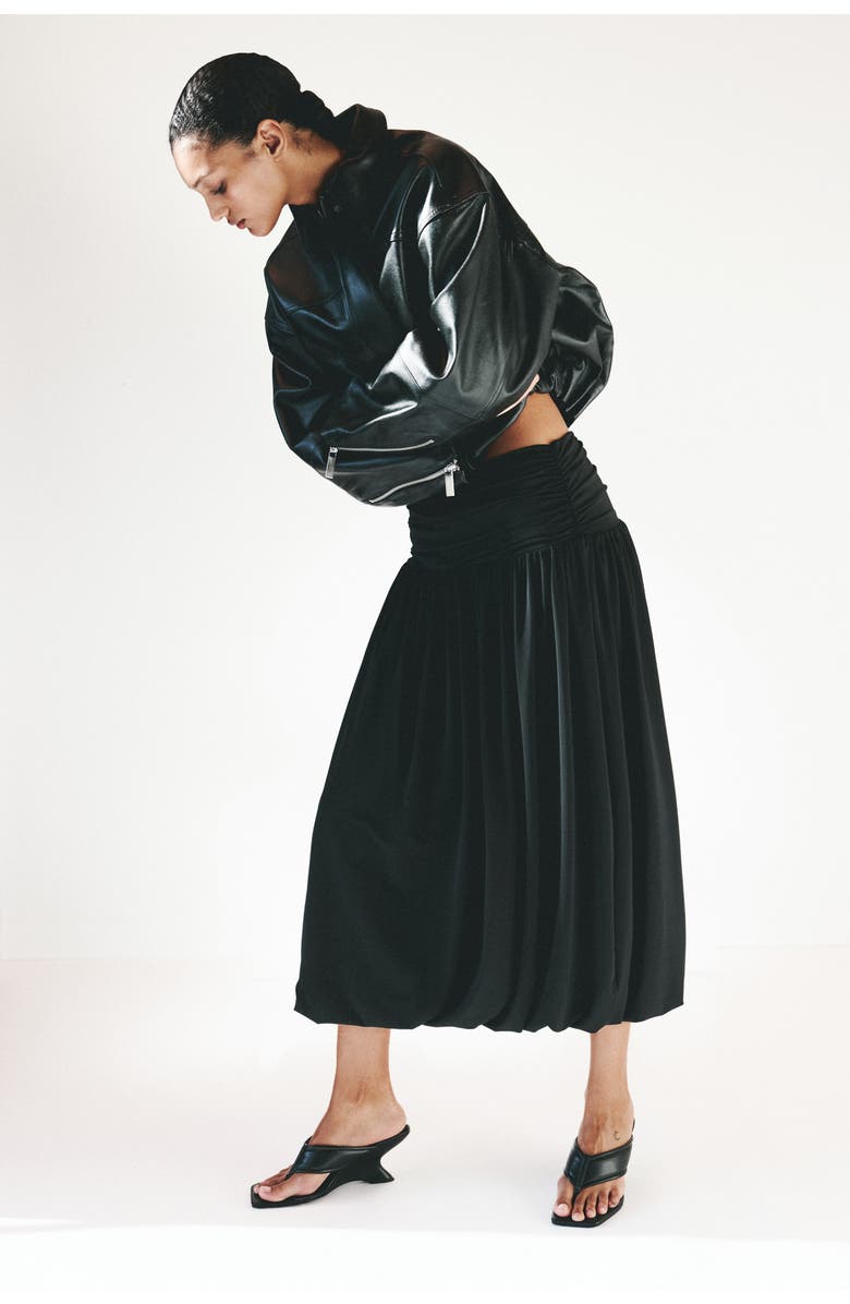 H&M Bubble-hem Jersey Skirt, Alternate, color, Black