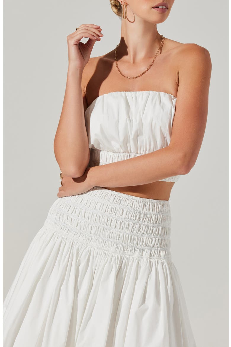 Alani Shirred Waist Bubble Hem Skirt, Alternate, color, WHITE