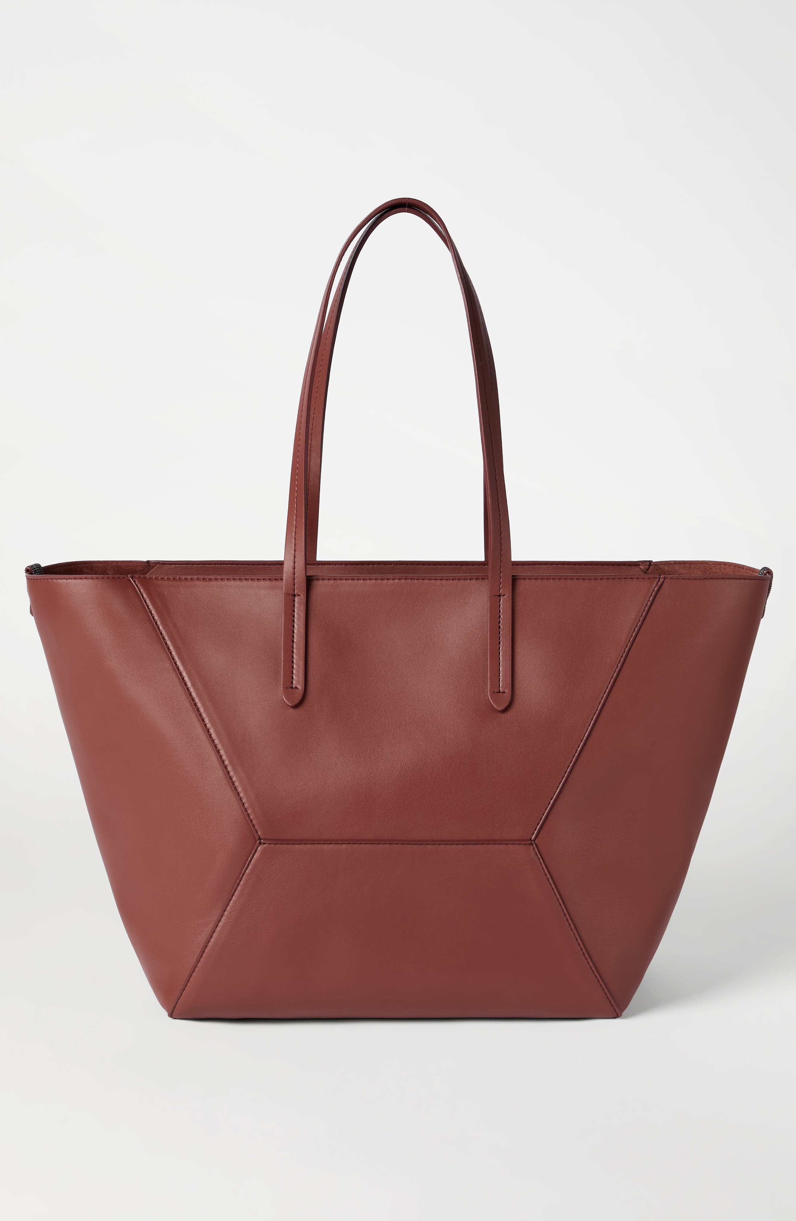 Brunello Cucinelli Calfskin BC Duo bag, Alternate, color, Red