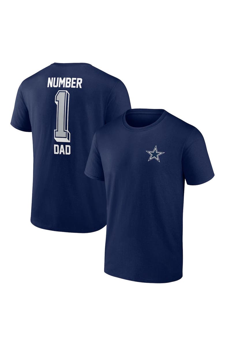 FANATICS Men's Fanatics Branded Navy Dallas Cowboys Number One Dad T-Shirt, Main, color, Navy