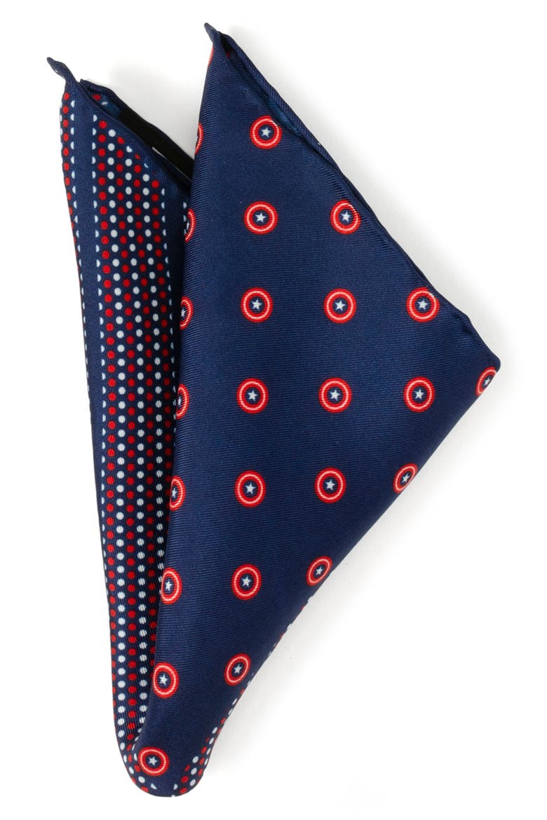 Marvel™ Captain America Silk Pocket Square, Main, color, NAVY