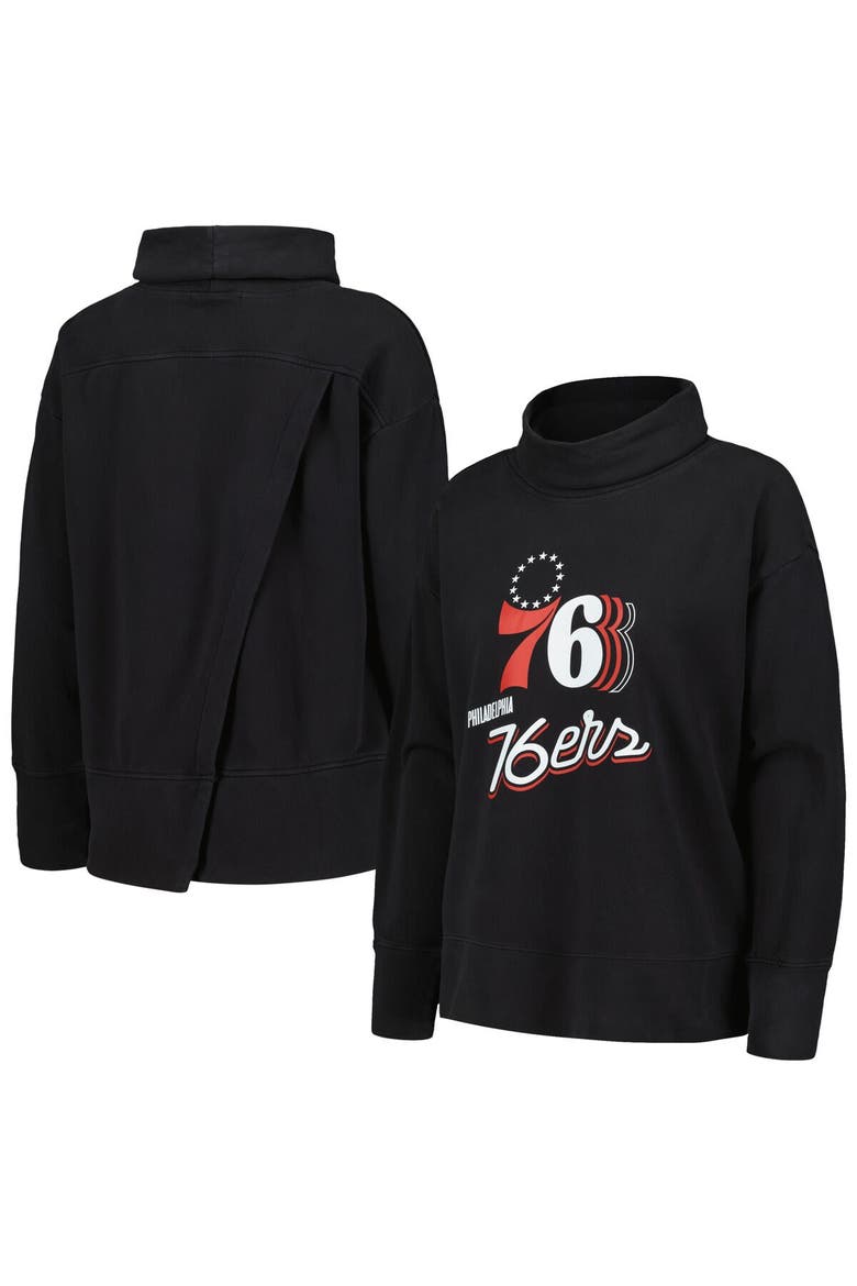 Women's Levelwear Black Philadelphia 76ers Sunset Pullover Sweatshirt, Main, color, Black