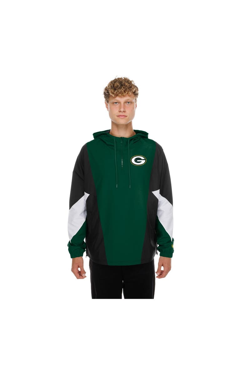 Men's New Era  Green Green Bay Packers Quarter-Zip Windbreaker Jacket, Main, color, Green
