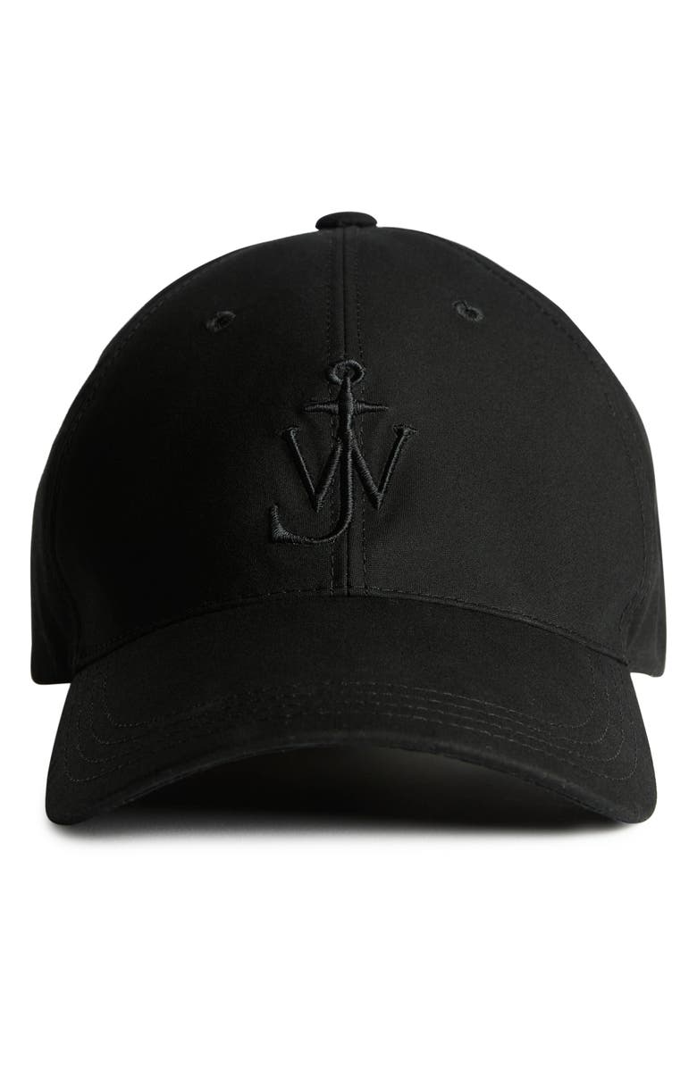 JW Anderson Embroidered Anchor Logo Baseball Cap, Main, color, Black
