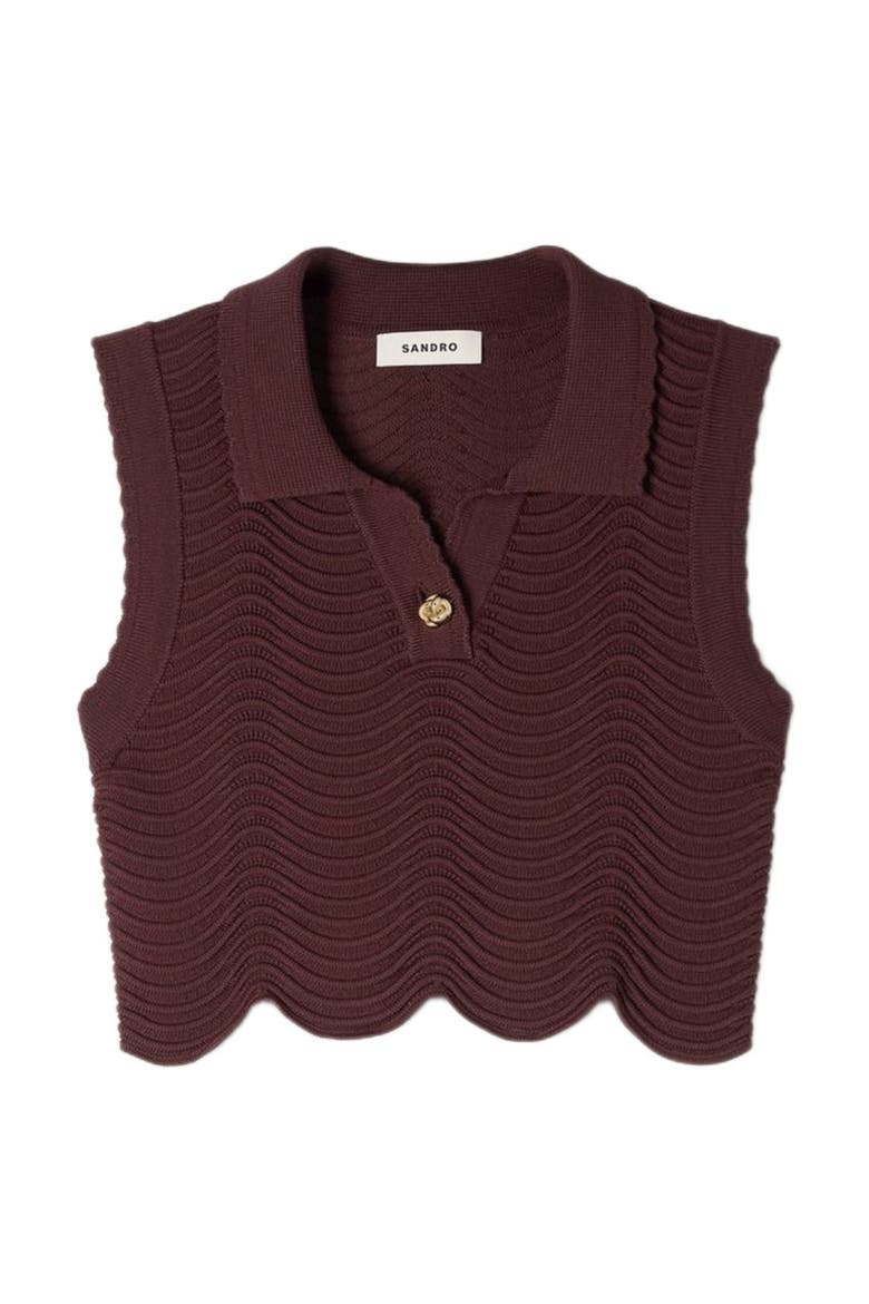 Cropped decorative knit top, Alternate, color, Brown