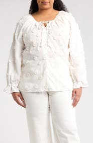 Forgotten Grace Floral Embroidered Long Sleeve Button-Up Top