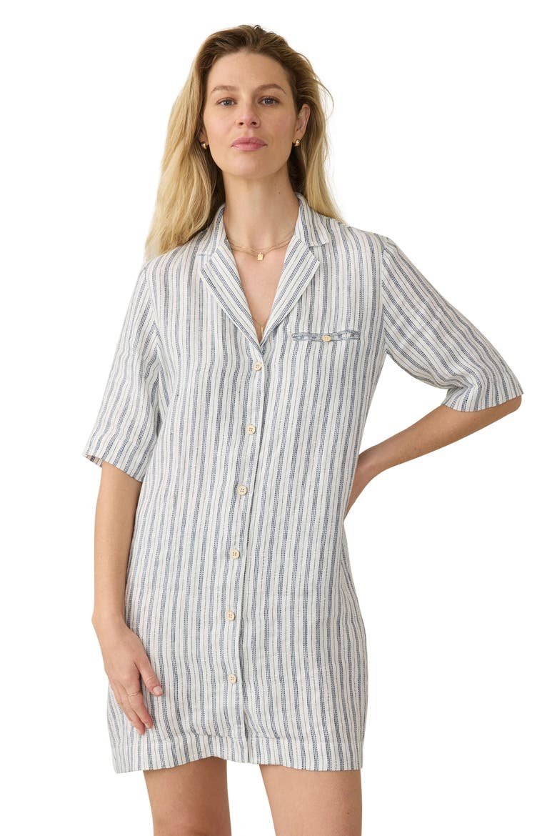Paradise Point Stripe Linen Shirtdress, Alternate, color, OCEANSIDE STRIPE
