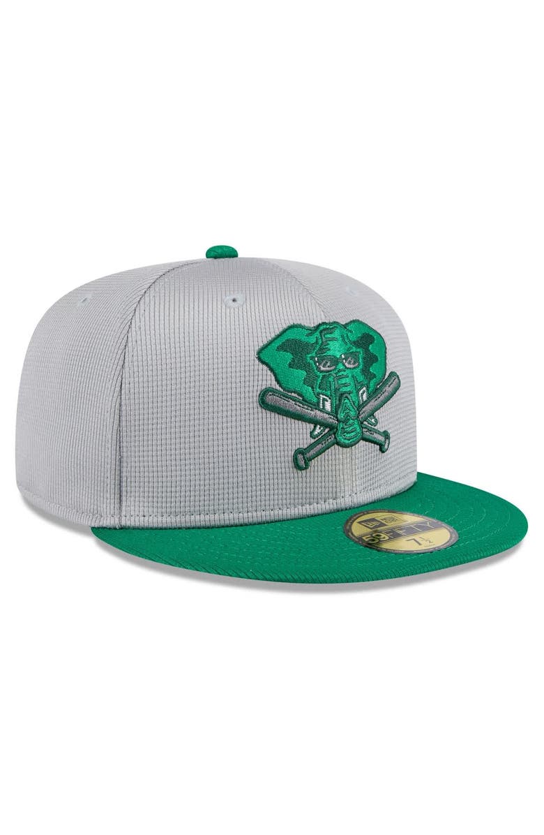 New Era Men's New Era  Gray/Green Athletics 2025 Batting Practice 59FIFTY Fitted Hat, Alternate, color, 