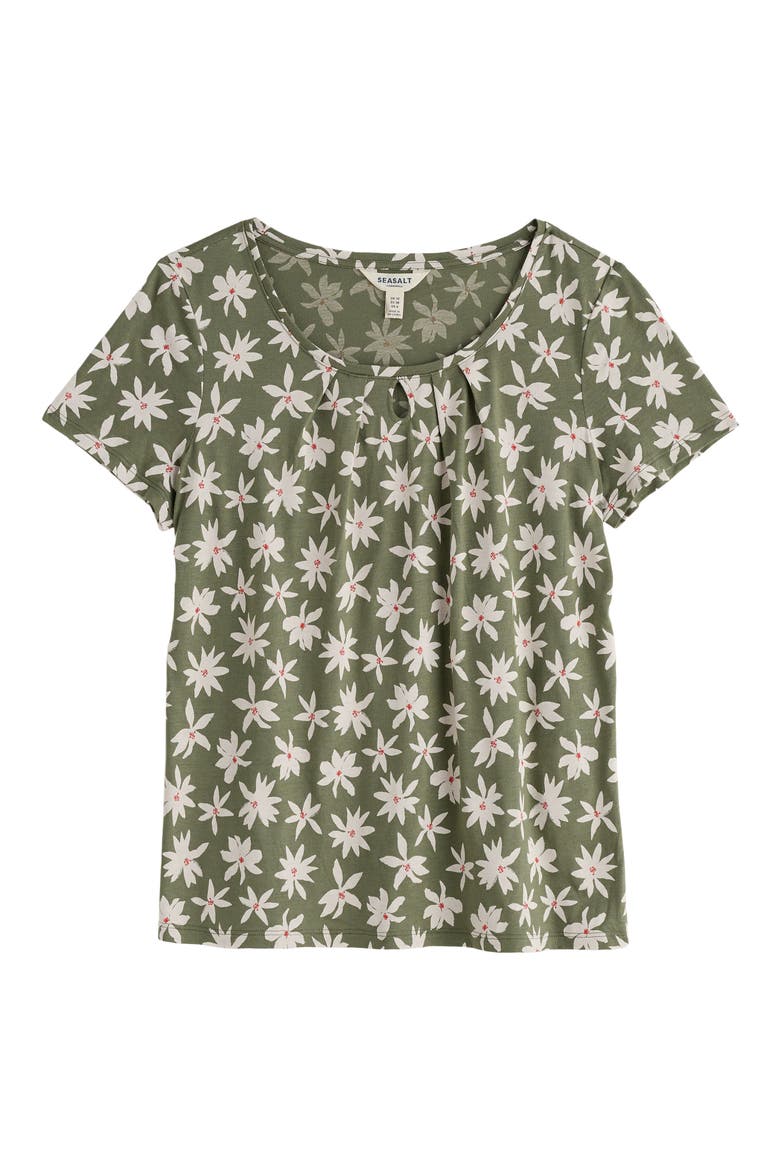 Appletree Floral Keyhole T-Shirt, Alternate, color, TROPIC BLOOM CYPRESS