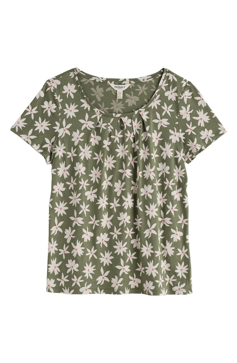 Seasalt Cornwall Appletree Floral Keyhole T-Shirt, Alternate, color, Tropic Bloom Cypress