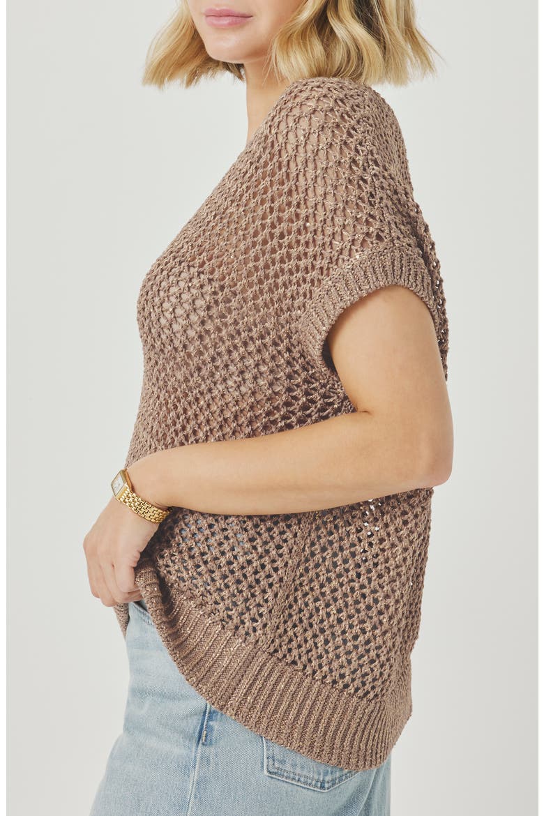 Nia Sequin Open Stitch Sweater, Alternate, color, WICKER BEIGE