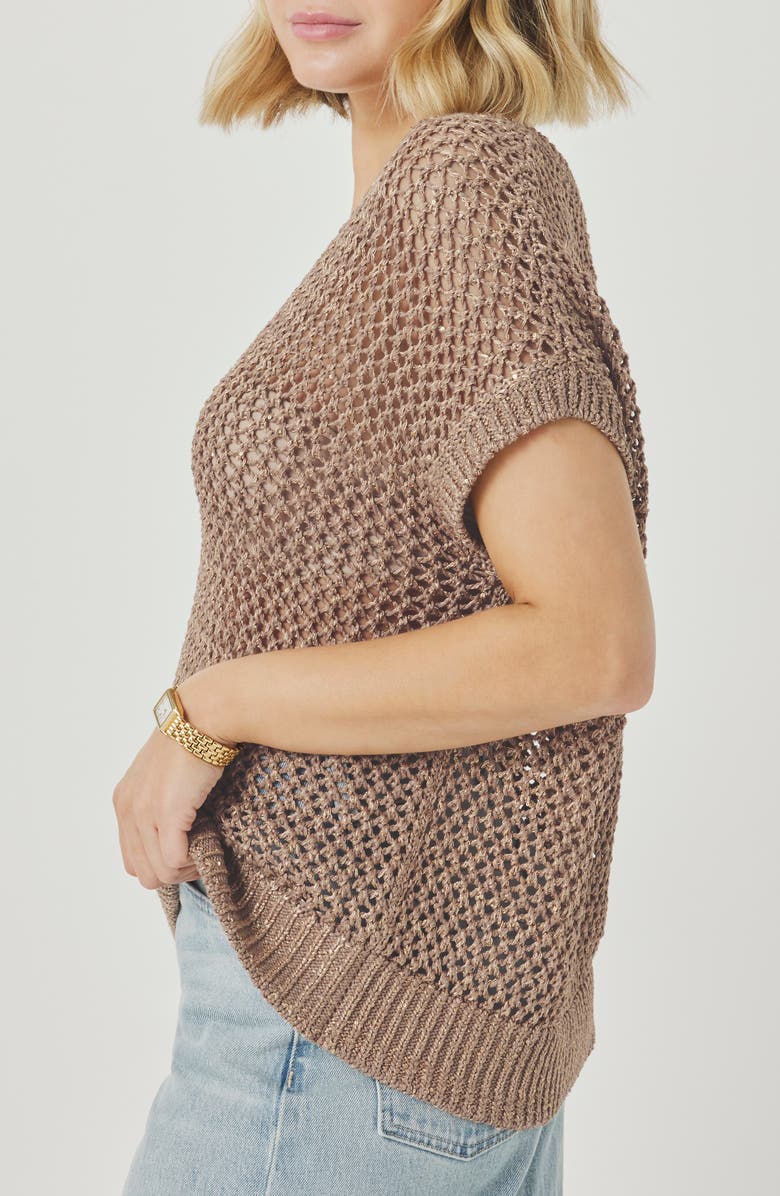 Splendid Nia Sequin Open Stitch Sweater, Alternate, color, Wicker Beige