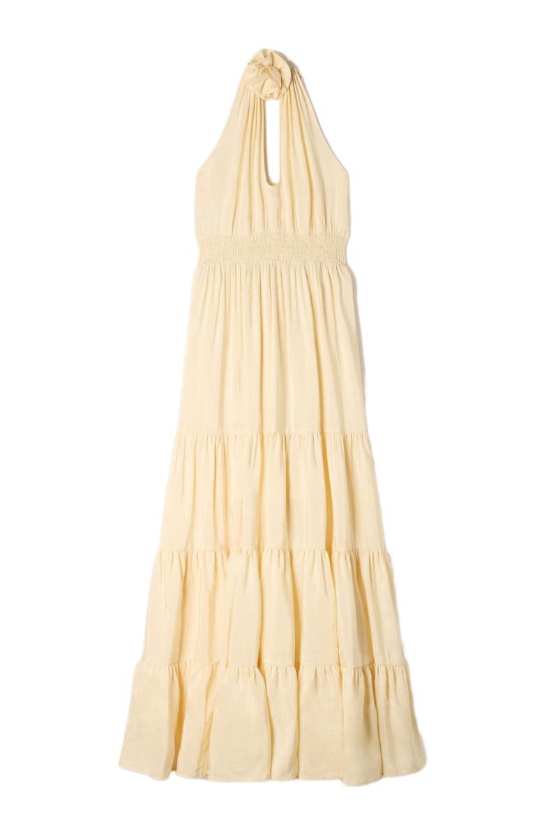 SANDRO Floral print linen maxi dress, Alternate, color, Vanilla