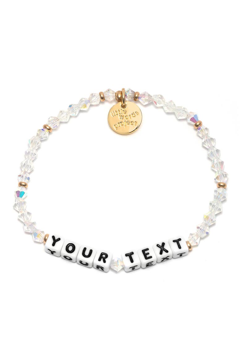 Clear Crystal Custom Beaded Stretch Bracelet, Main, color, CLEAR