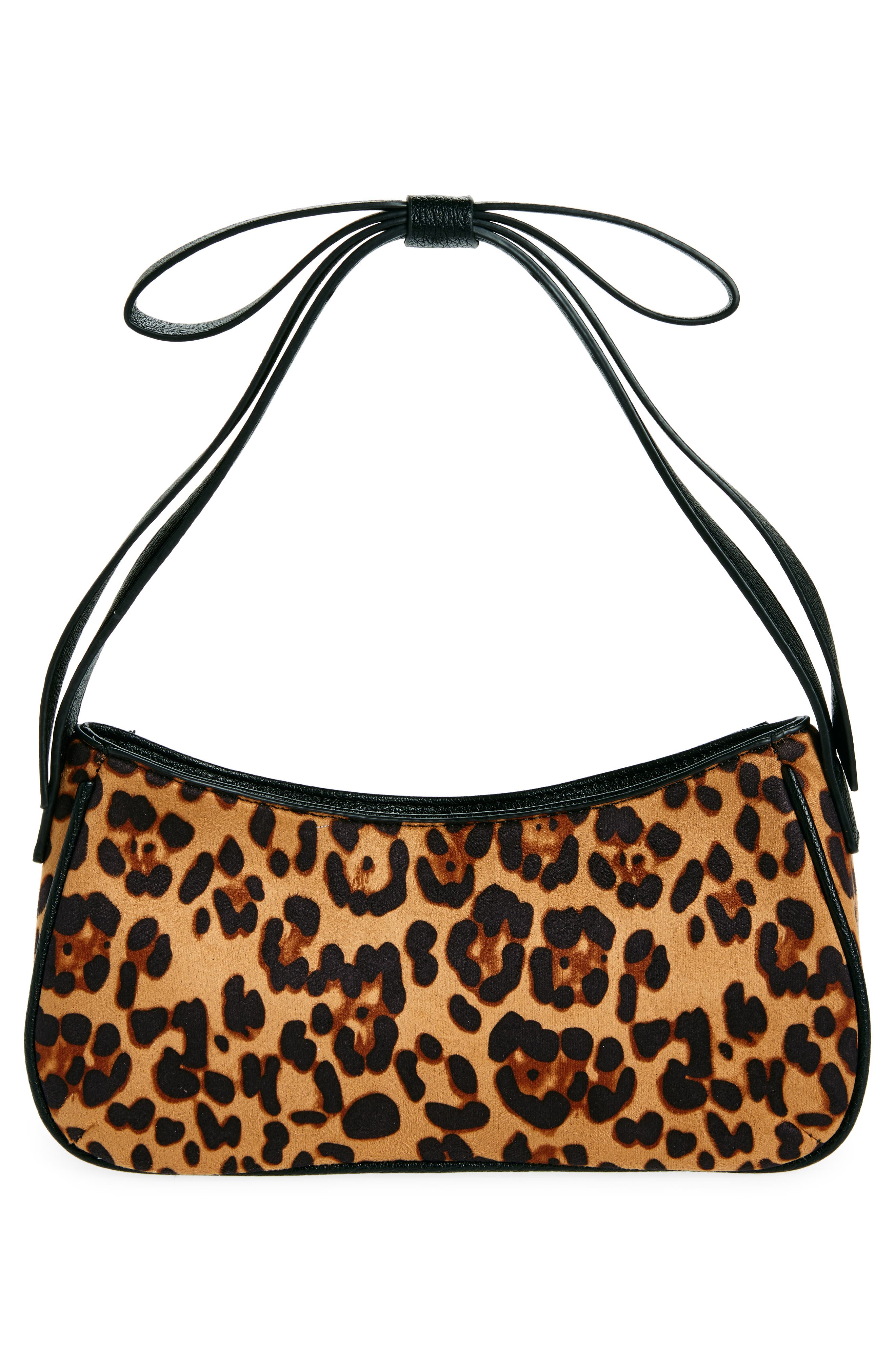 Mali + Lili Marissa Bow Leopard Recycled Vegan Leather Shoulder Bag, Alternate, color, 