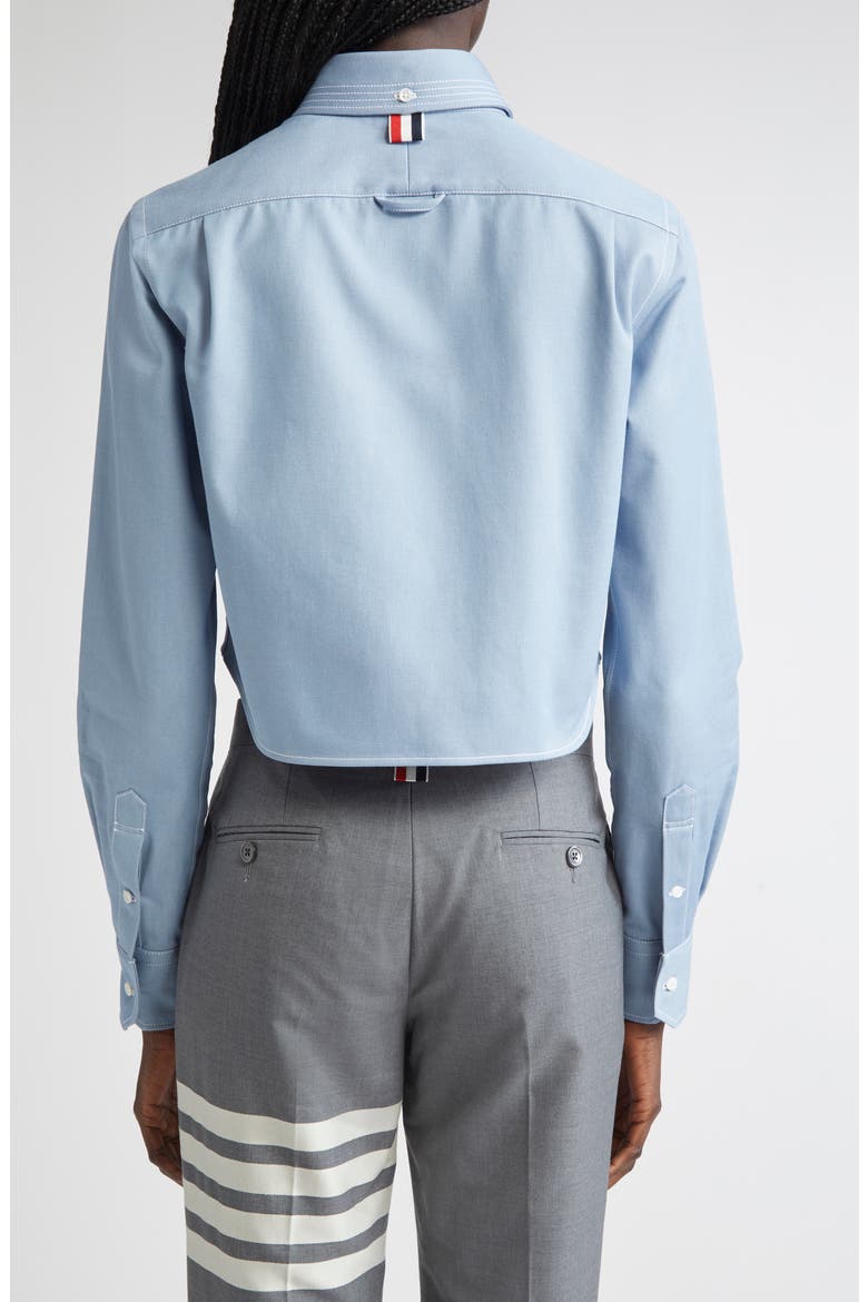 Classic Denim Cropped Button-Down Shirt, Alternate, color, LIGHT BLUE