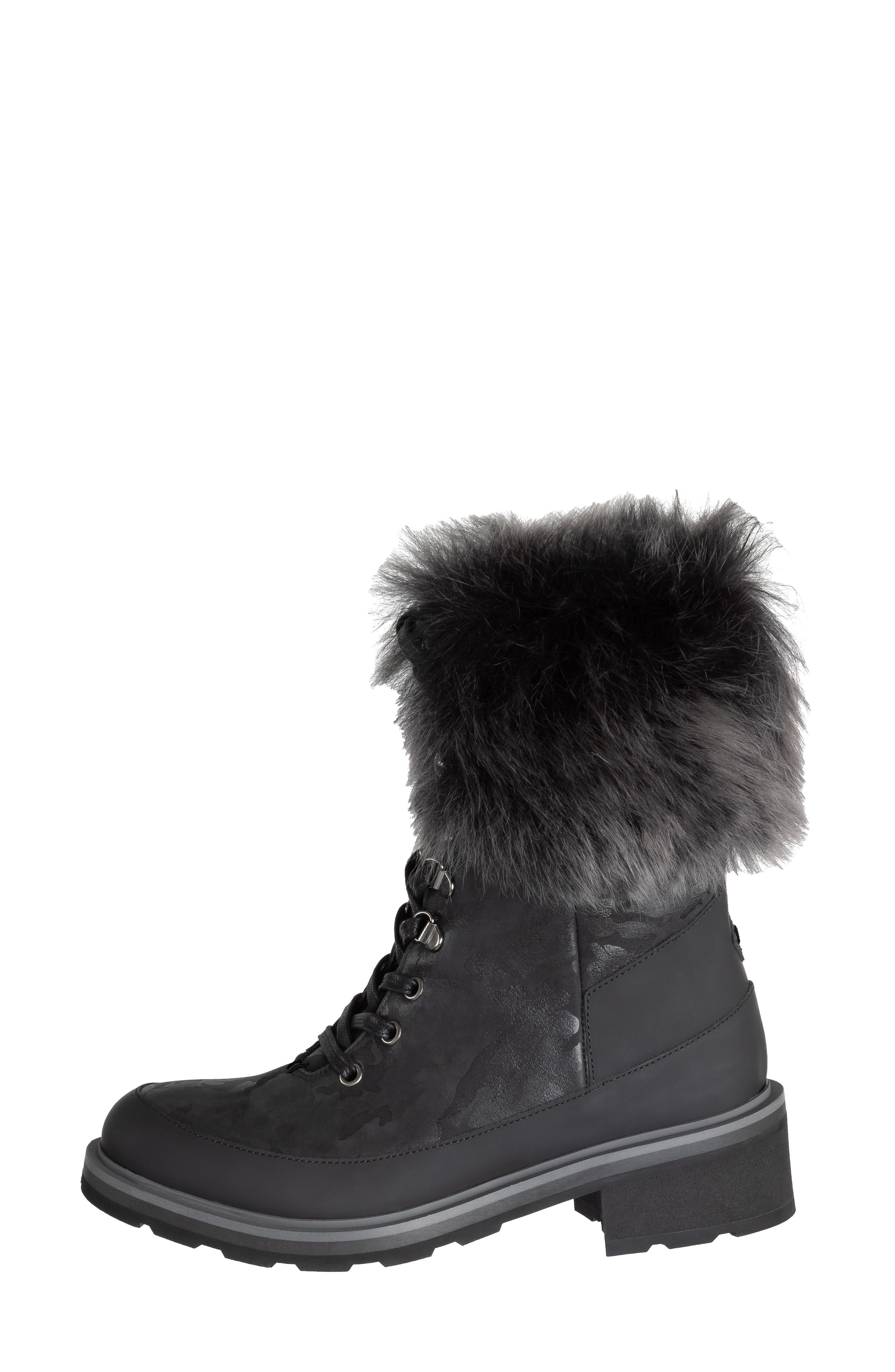 Ross & Snow Chiara Genuine Shearling Cuff Leather Boot, Alternate, color, 