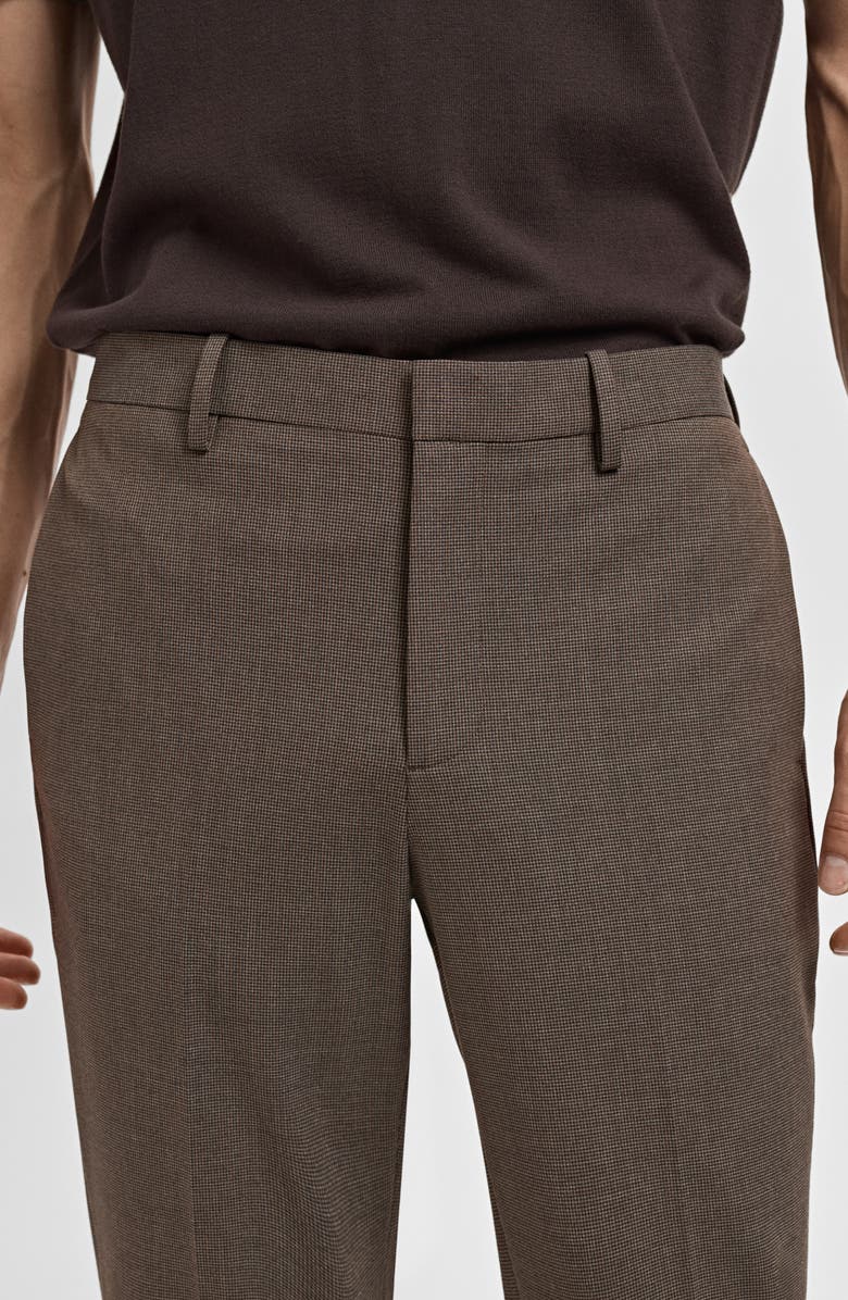 MANGO Slim Fit Flat Front Pants, Alternate, color, Brown