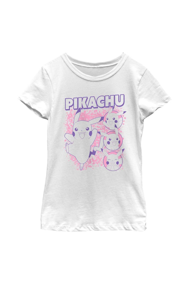 Girl's Pokemon Happy Pikachu Collage  Graphic T-Shirt, Main, color, White