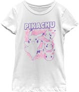 POKEMON Girl's Pokemon Happy Pikachu Collage  Graphic T-Shirt
