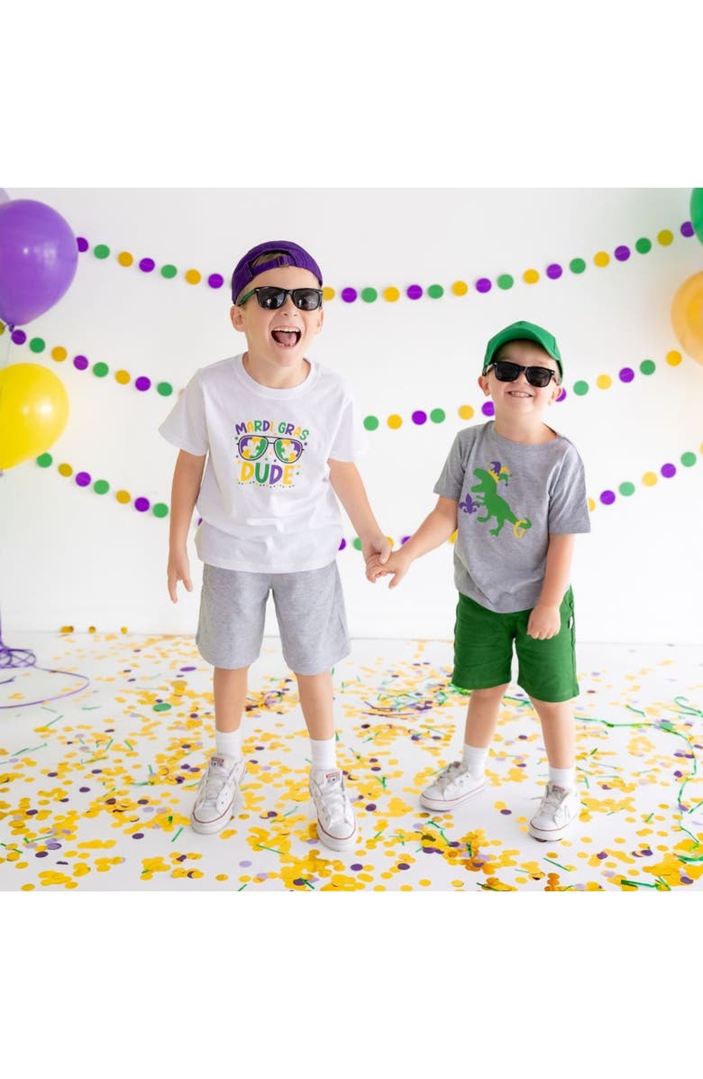 Sweet Wink Mardi Gras Dino Short Sleeve T-Shirt, Alternate, color, 