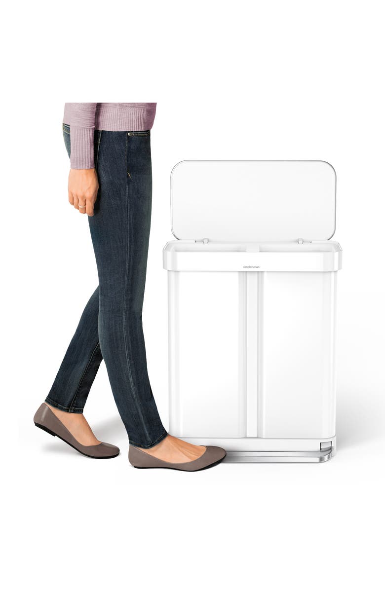 simplehuman 58L Dual Compartment Rectangular Step Trash Can, Alternate, color,