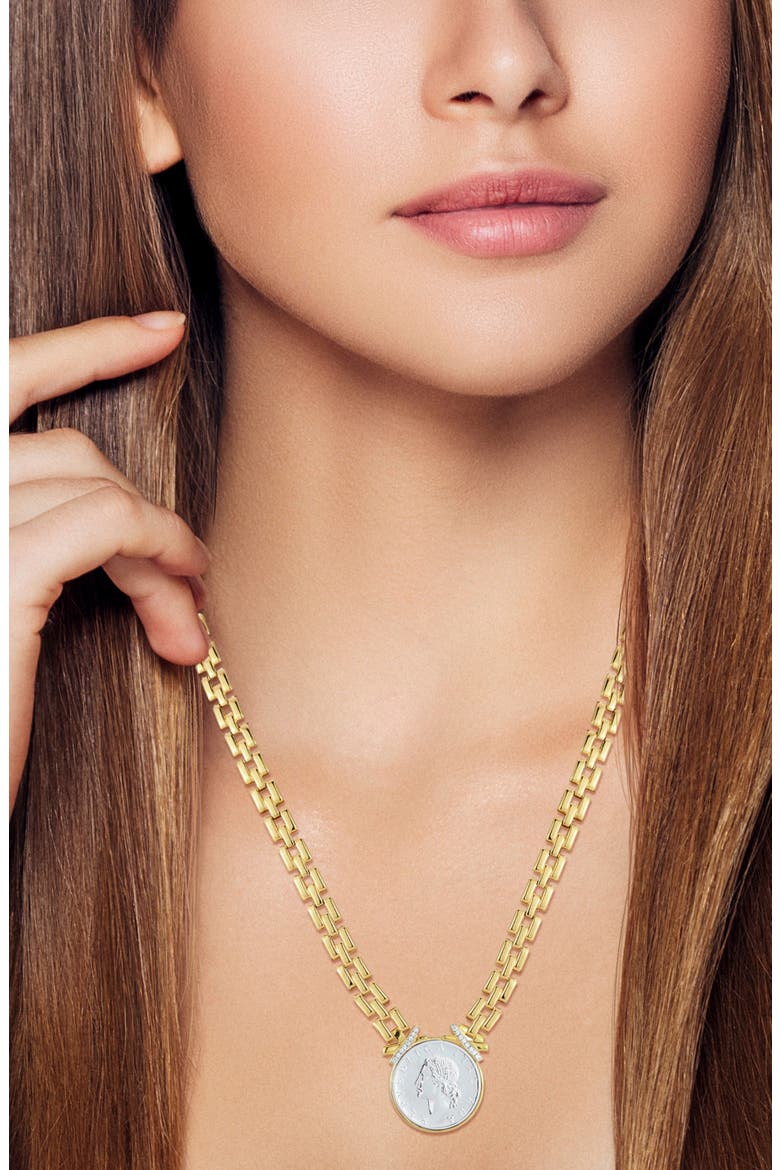Coin Statement Necklace, Alternate, color, GOLD