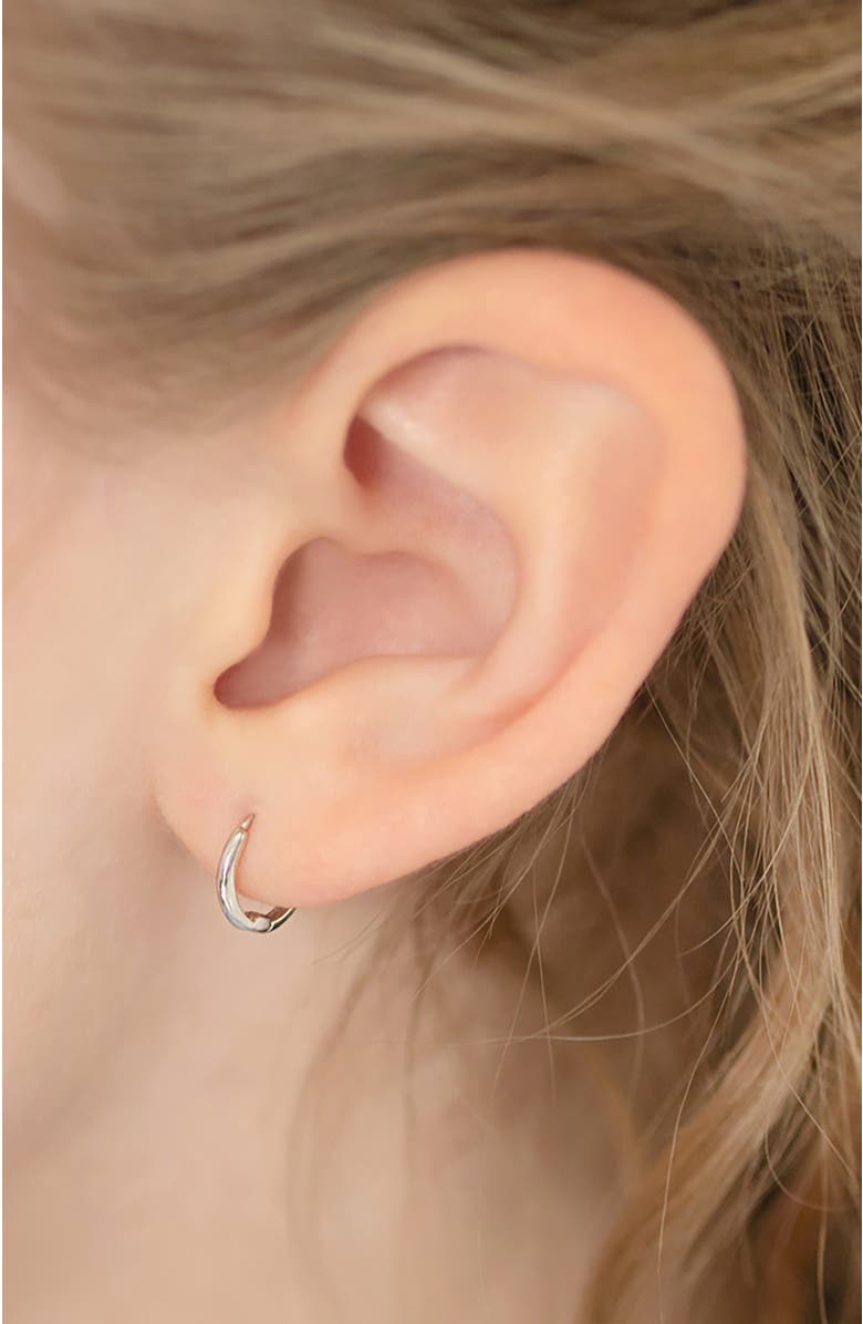 In Season Jewelry 14k The Tiny Hoop Earrings, Alternate, color, Silver