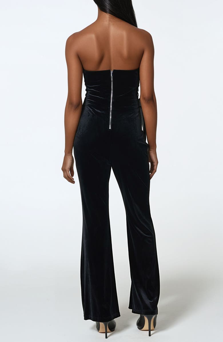 bebe Strapless Velvet Jumpsuit, Alternate, color, Black