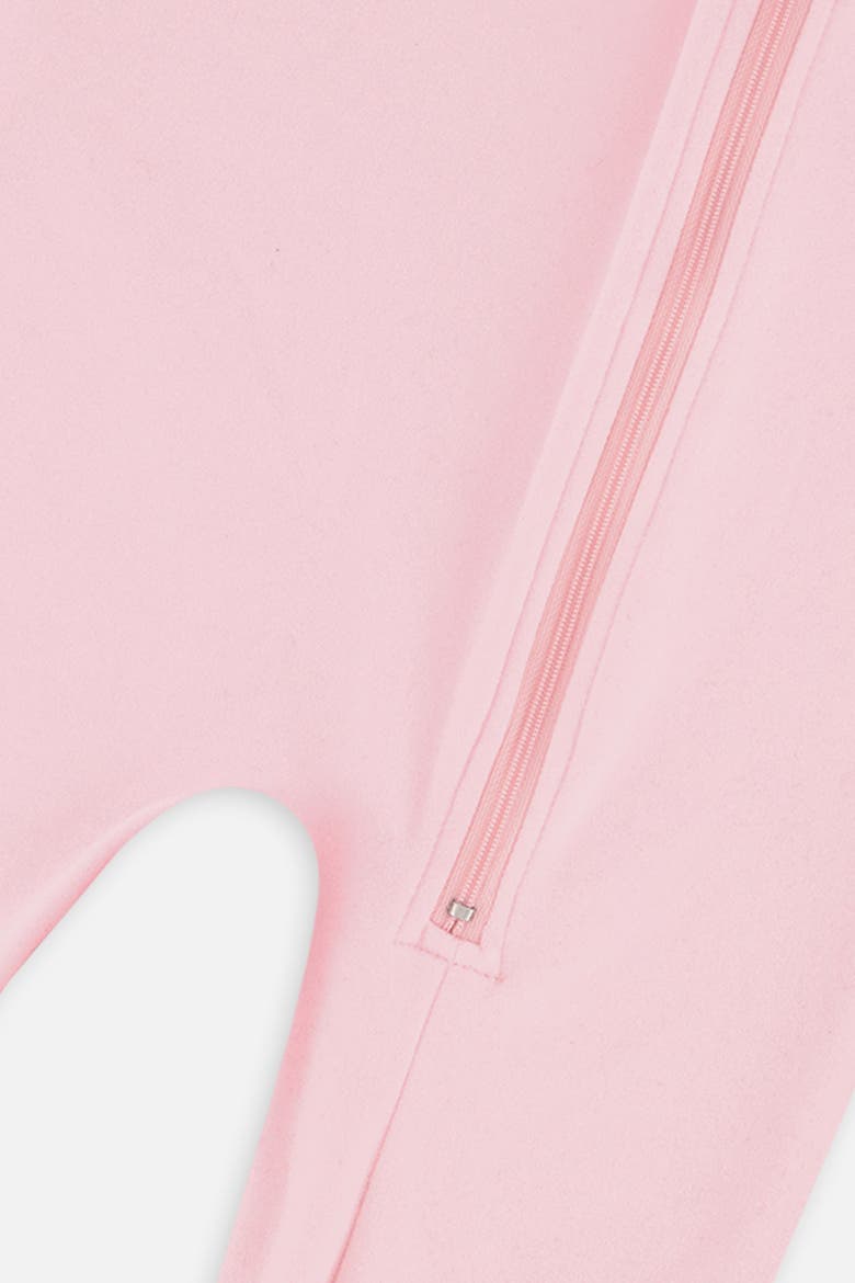 One Piece Fleece Asymmetric Zip Thermal Underwear, Alternate, color, Pale Pink