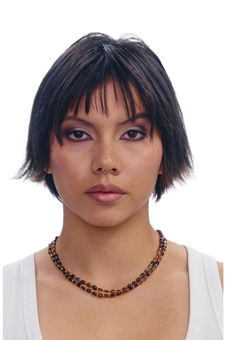Sir Double Stranded Petro-Tourmaline Necklace, Alternate, color, Brown