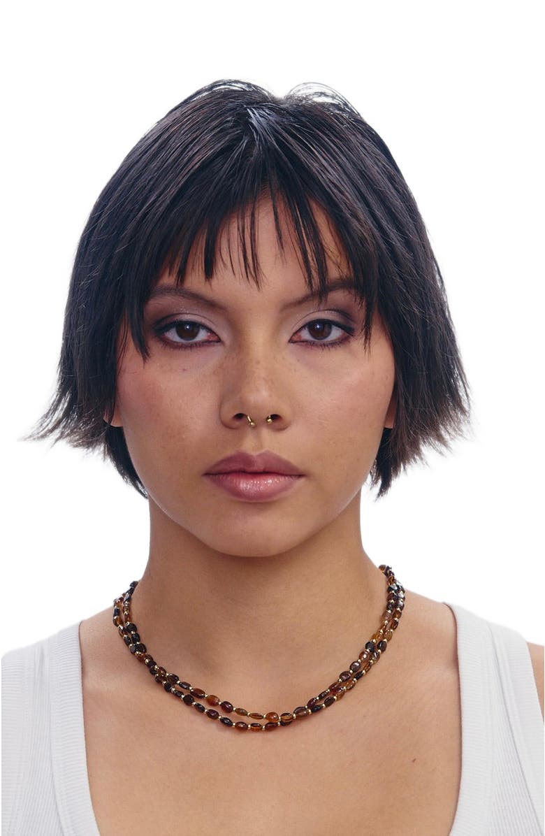 SHOP SPICY DAN Sir Double Stranded Petro-Tourmaline Necklace, Alternate, color, Brown