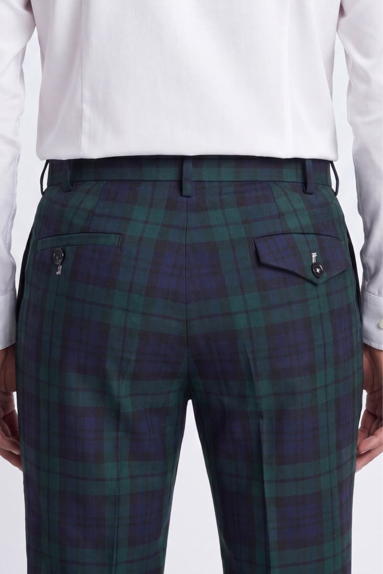 Ginger Tartan Slim Suit Trousers, Alternate, color, Green