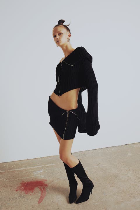 Cashmere Blend Your *Itch Zipped Knit Skirt