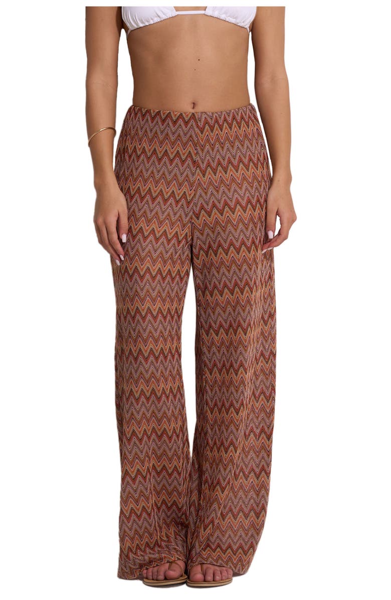 Gottex Beach Life Desert Mirage High Waist Wide Leg Beach Pants, Main, color, Multi-Brown