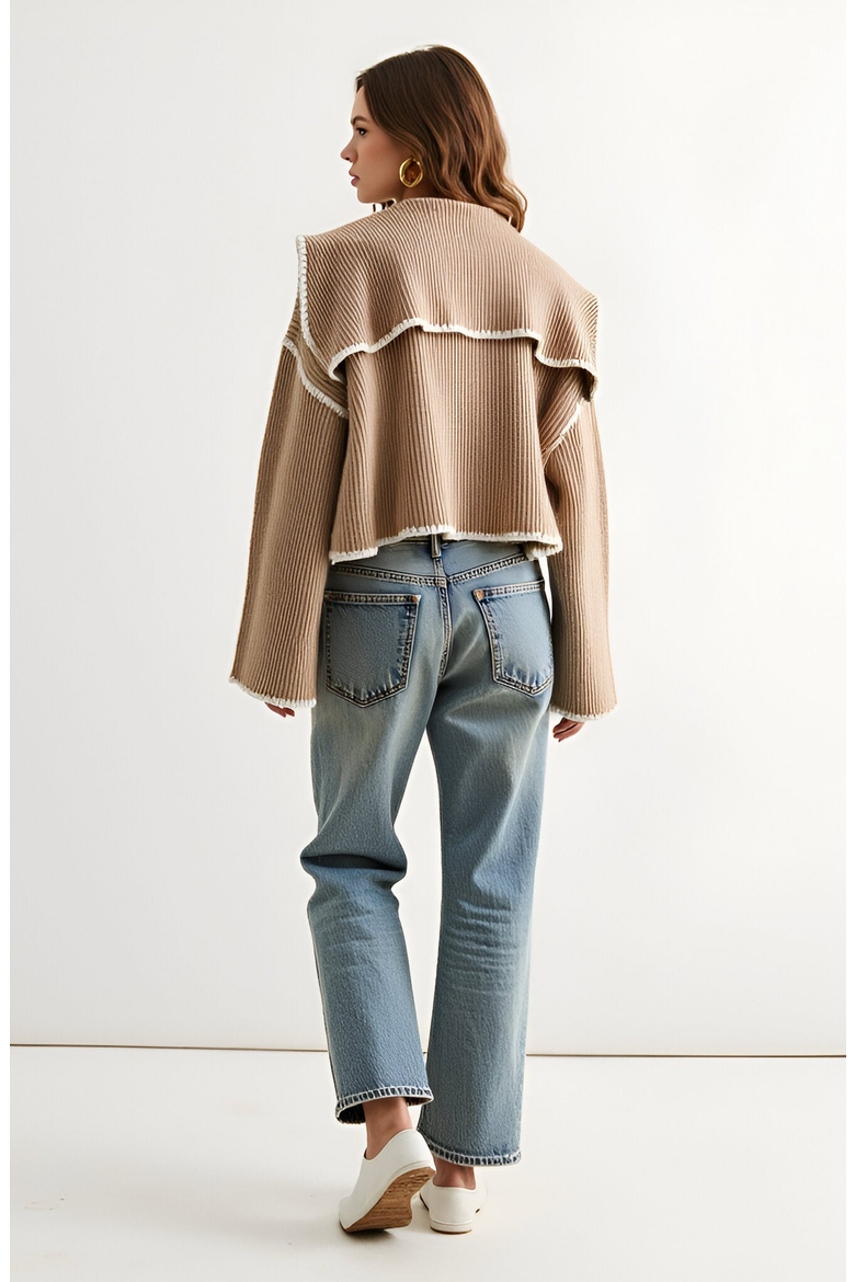 Texture Knitting Book Modenaire Textured Knit Jacket with Wide Collar, Raw Edge Trim and ...