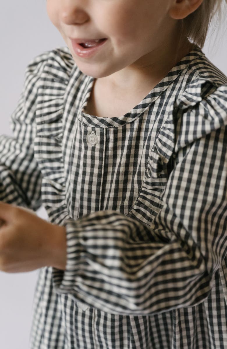 Pehr Gingham Ruffle Organic Cotton Dress, Alternate, color, Indigo