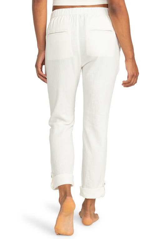Roxy On The Seashore Tie Waist Linen Blend Pants In White