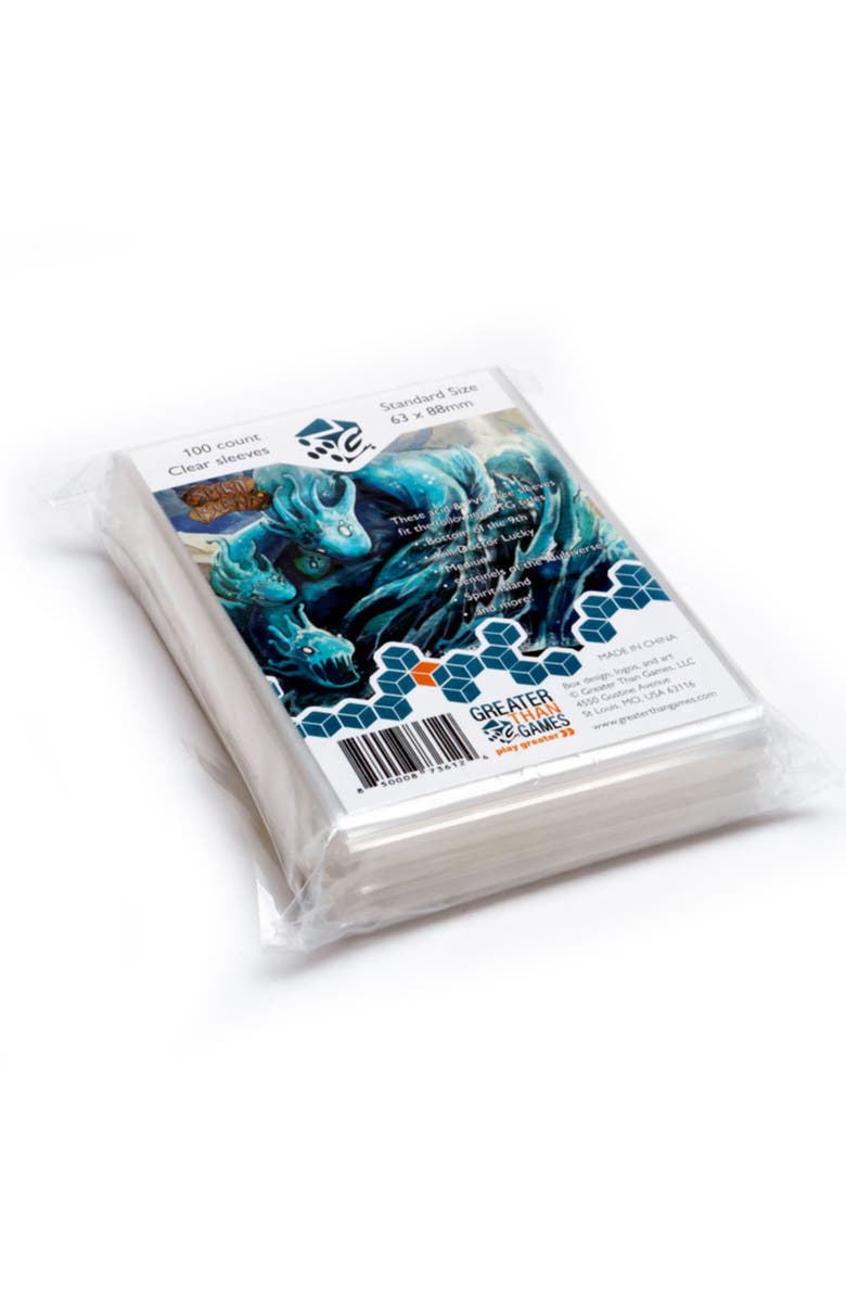 Greater Than Games 100 Standard Size Clear Protective Card Sleeves, Main, color, Clear