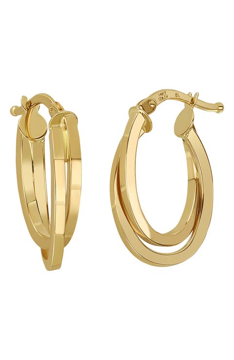 14K Gold 15mm Hoop Earrings