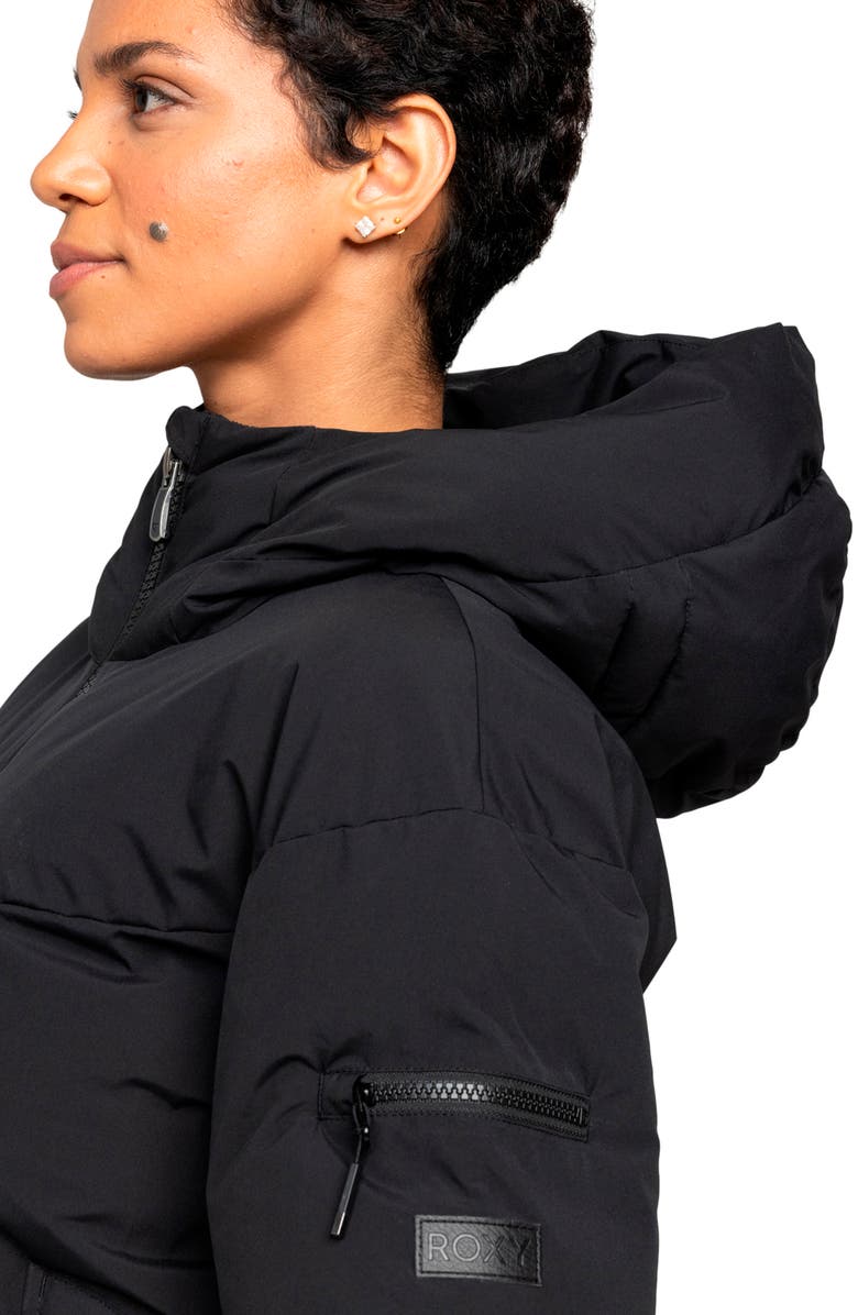 Roxy Alofted Water Resistant Hooded Puffer Jacket, Alternate, color, Anthracite