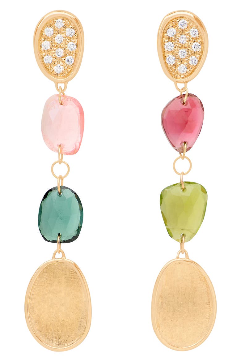 Diamond Tourmaline Drop Earrings, Main, color, GOLD