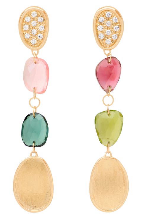 Diamond Tourmaline Drop Earrings