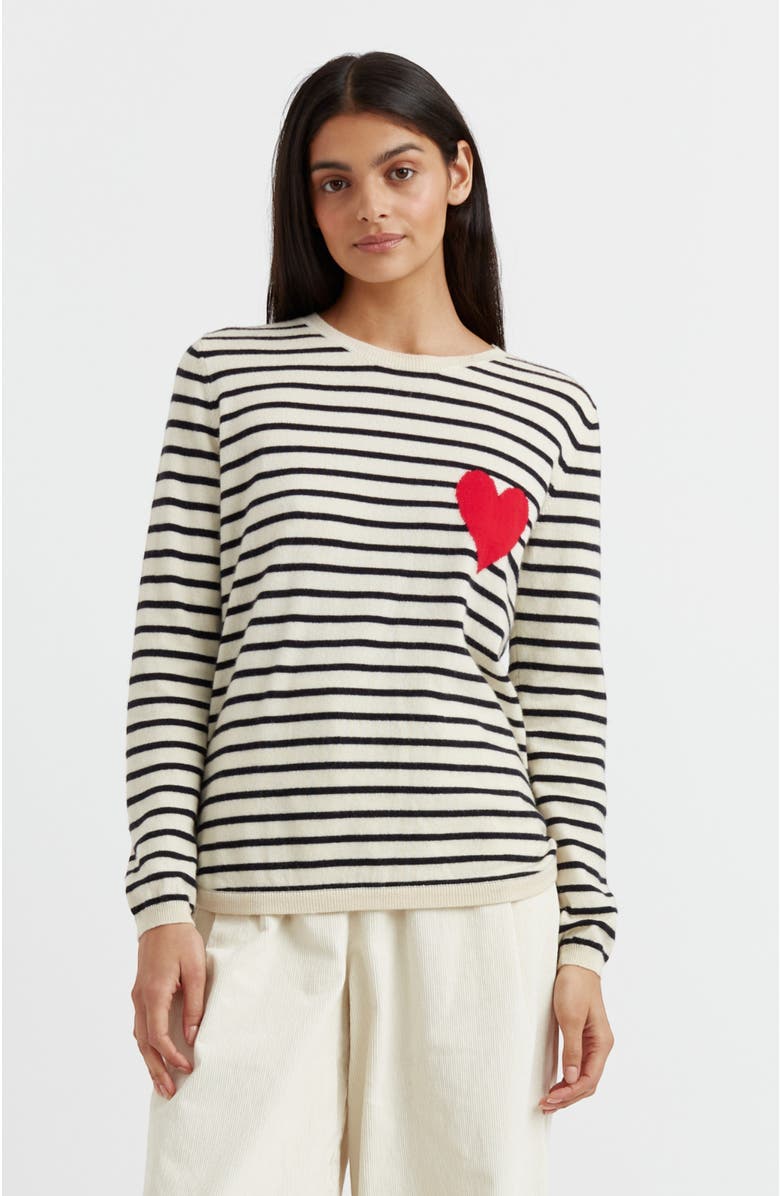 Chinti & Parker Breton Heart Wool & Cashmere Sweater, Main, color, Cream