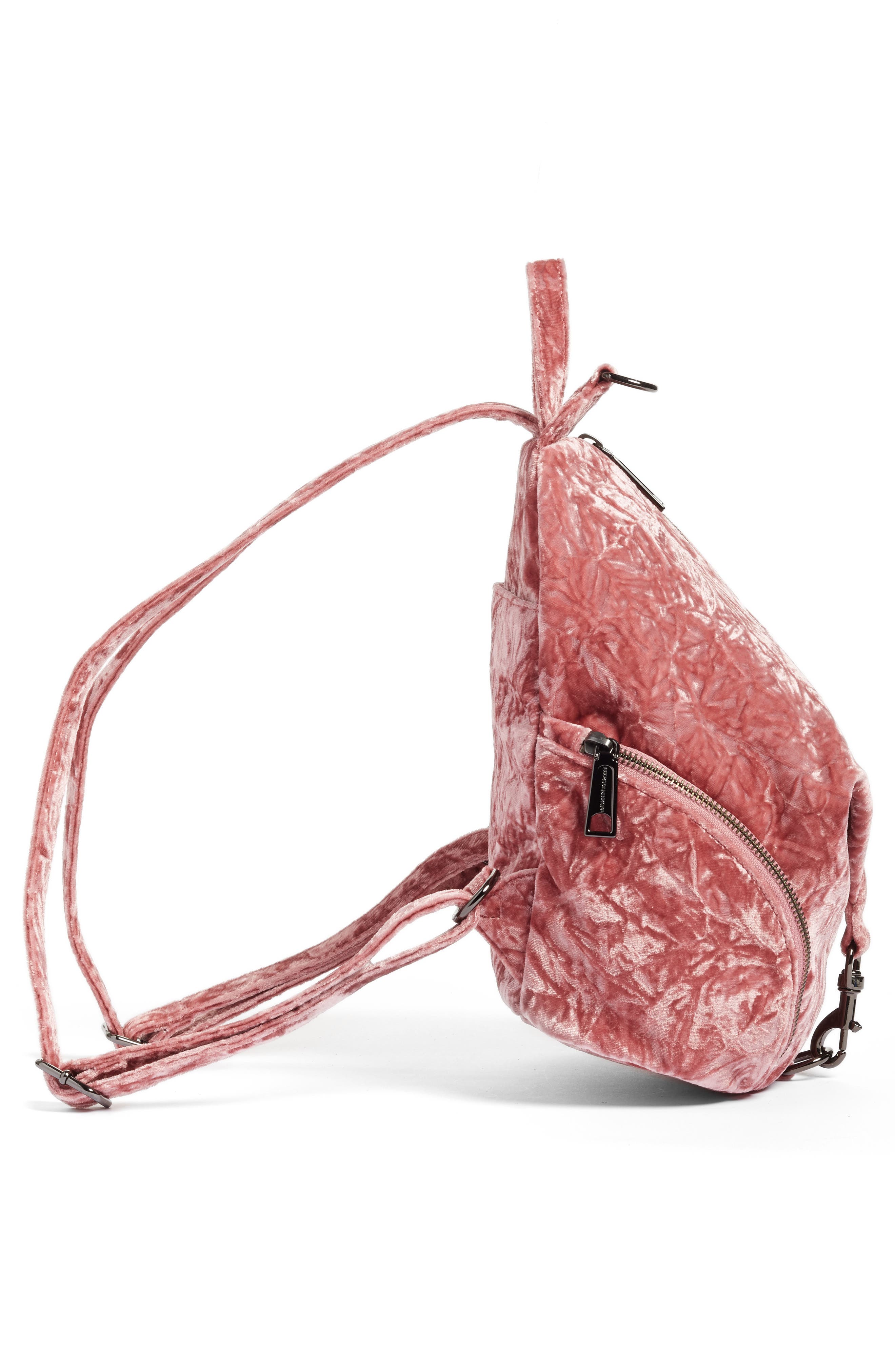 Medium Julian Velvet Backpack (Nordstrom Exclusive), Alternate, color, PINK VELVET/ GUNMETAL HARDWARE