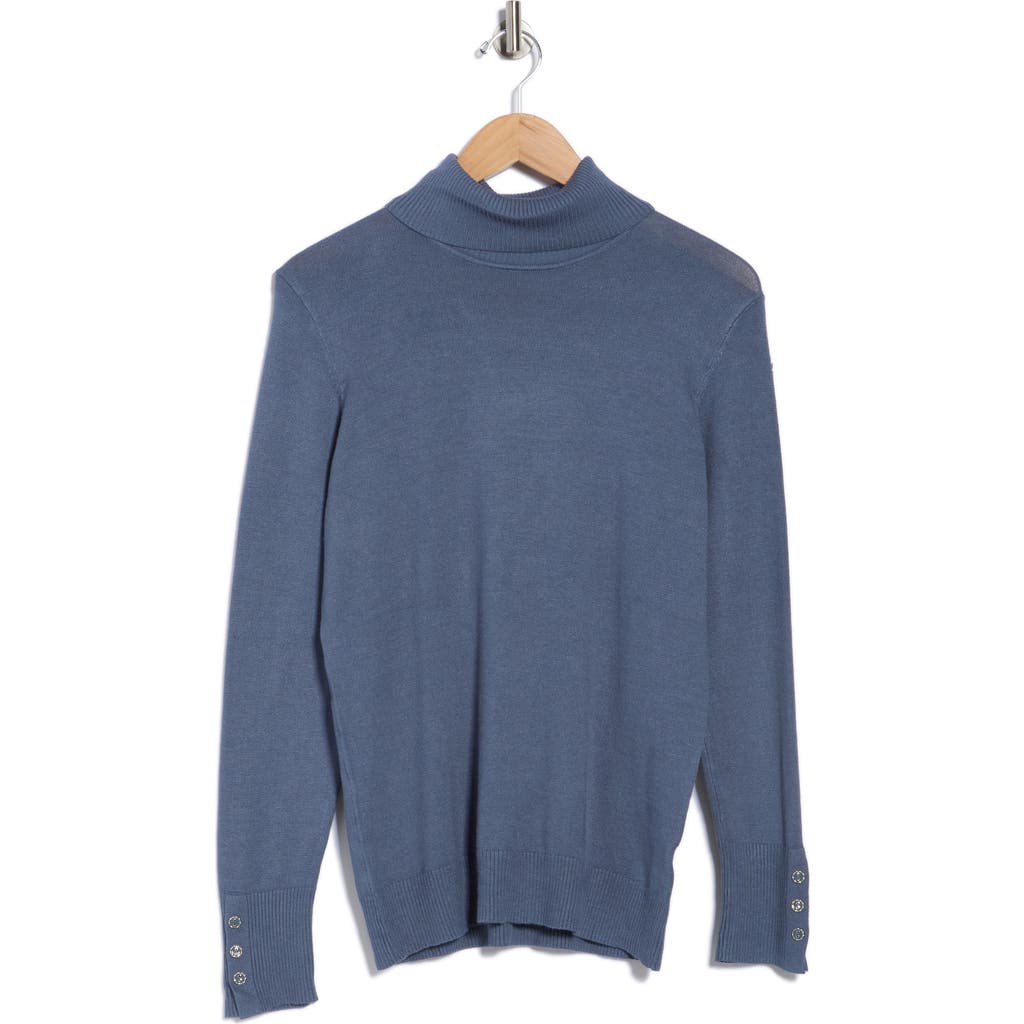 Joseph A Essential Fine Gauge Turtleneck Sweater In Blue