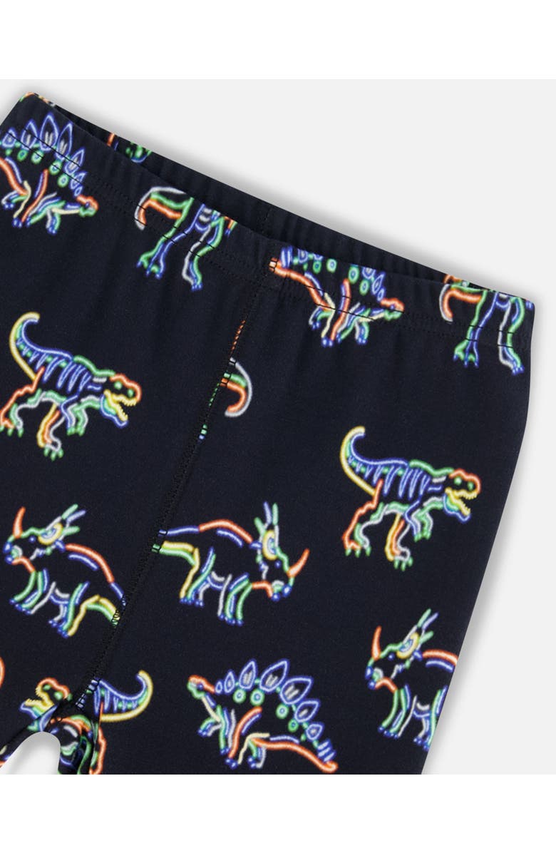 Deux par Deux Baby Boy's Organic Cotton Two Piece Pajama Set Black Printed Neon Dino, Alternate, color,