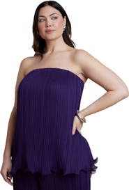 ELOQUII Wire Hem Plissé Strapless Top