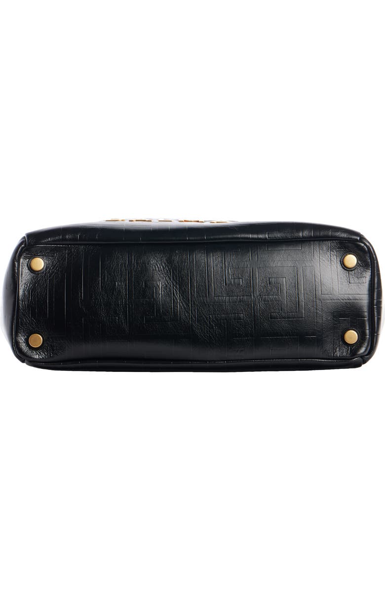 Balmain Small 1945 Monogram Embossed Soft Leather Tote, Alternate, color, 0Pa Black